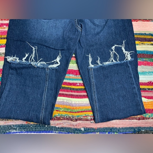 Goldie Blues Jeans Womens 12 Blue Denim Stretch Cheeky Taper Ankle Raw Hem - Picture 10 of 10